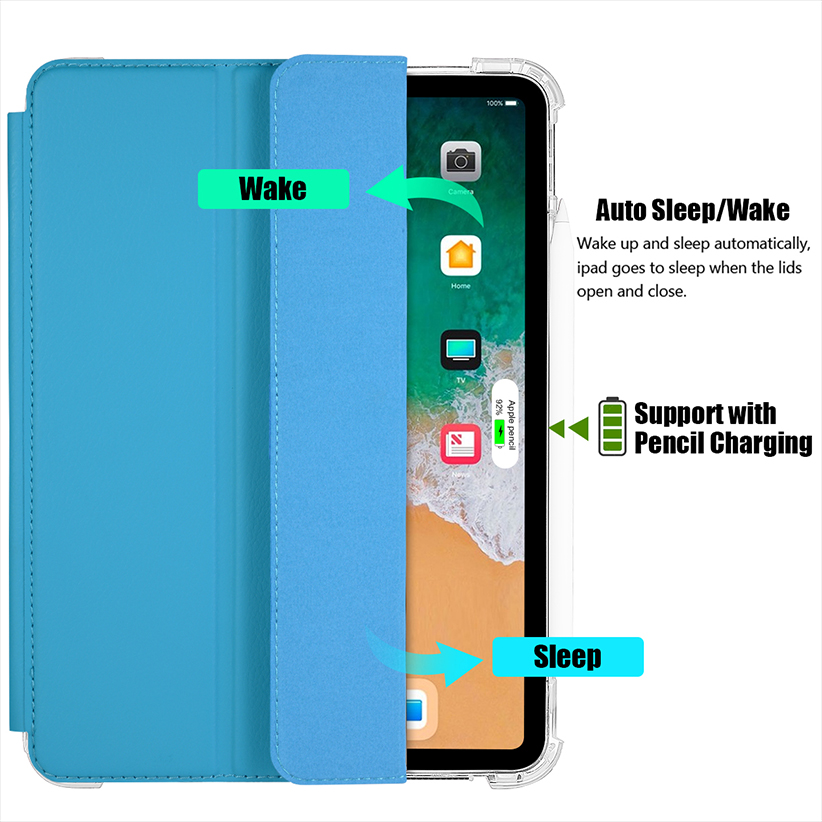 iPad Pro 12.9" 2022/ 2021/ 2020/ 2018 Case with Pencil Holder-Smart Stand Protective Heavy Duty Rugged Armor Cover with Auto Wake/Sleep